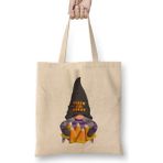 Humuts Gnome With Candy Corn Trick Or Treat Uzun Saplı Açık Bej Bez Çanta