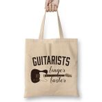 Humuts Guitarists Finger Faster Musician Funny Guitar Pun Uzun Saplı Bez Çanta
