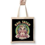 Humuts Hail Satan Unicorn Rainbow Heavy Metal Satanic Pun Uzun Saplı Bez Çanta