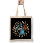 Humuts Happy Stitch Açık Bej Uzun Saplı Bez Çanta