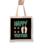 Humuts Happy Together Human Dog Owner Puppy Lover Animal Fans Bez Uzun Saplı Açık Bej Rengi Çanta