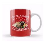 Humuts Have a Furry Christmas Dog and Cats Beyaz Porselen Kupa Bardak