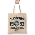 Humuts Hawkins Middle School Stranger Things Bez Uzun Saplı Açık Bej Rengi Çanta