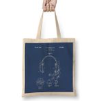 Humuts Headphones Patent Blueprint G F Falkenbe Uzun Saplı Açık Bej Bez Çanta
