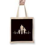 Humuts Heartbeat Father Children Son Daughter Papa Dad Daddy Poppa Uzun Saplı Açık Bej Bez Çanta