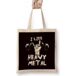 Humuts Heavy Metal Weightlifting Bodybuilding Gym Workout Barbell Uzun Saplı Açık Bej Bez Çanta