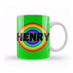 Humuts Henry Name Custom Design Vintage Retro Rainbow Style Gift Baby Gift For Him Kupa Bardak