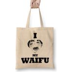 Humuts Hentai I Love My Waifu Black Uzun Saplı Açık Bej Bez Çanta