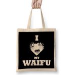Humuts Hentai I Love My Waifu White Uzun Saplı Açık Bej Bez Çanta