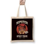 Humuts Hipster Stay Retro True Obey None Bearded Mustache Gift Uzun Saplı Bez Çanta
