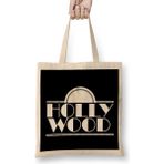 Humuts Hollywood 1930S Art Deco Style Logo Uzun Saplı Açık Bej Bez Çanta
