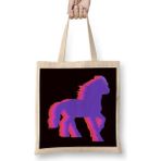 Humuts Horse Fan Equestrian Sport Horses Riding Cowboy Dressage Uzun Saplı Açık Bej Bez Çanta