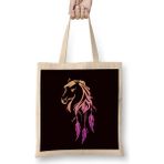 Humuts Horse Head Dream Catcher Horseshoe Equestrian Sport Stable Uzun Saplı Açık Bej Bez Çanta