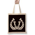 Humuts Horseshoe Lucky Equestrian Sport Horses Riding Horse Fan Uzun Saplı Açık Bej Bez Çanta