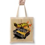 Humuts Hot Wheels Hot Yellow Uzun Saplı Açık Bej Bez Çanta