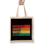 Humuts Husband Father Baker Hero Bakery Bread Dad Daddy Papa Poppa Bez Uzun Saplı Açık Bej Rengi Çanta