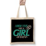 Humuts I Know I Play Like A Girl Try To Keep Up Soccer Bez Uzun Saplı Açık Bej Rengi Çanta
