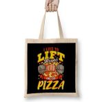 Humuts I Like To Lift Weights And Eat Pizza Bodybuilding Bez Uzun Saplı Açık Bej Rengi Çanta