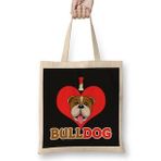 Humuts I Love Bulldog Pop Art Portrait Bouledogue Bez Bayan Günlük Çanta