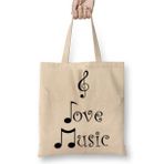Humuts I Love Music Muziği Seviyorum Müzik Bez Bayan Günlük Çanta
