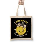 Humuts I Love My Cat to the Moon and Back Cute Kitten Bez Kadın Günlük Çanta