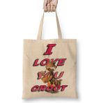 Humuts I Love You Groot Bez Uzun Saplı Açık Bej Rengi Çanta