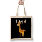 Humuts I M A Giraffe Cute Baby Giraffe Adorable Animal Bez Uzun Saplı Açık Bej Rengi Çanta