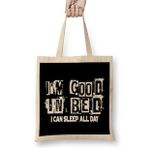 Humuts I M Good In Bed I Can Sleep All Day Funny Pun Bez Uzun Saplı Açık Bej Rengi Çanta