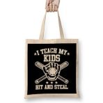 Humuts I Teach My Kids to Hit And Steal Funny Baseball Bez Kadın Günlük Çanta