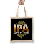 Humuts Ipa Lot When I Drink Cute Ipa Lot When I Drink Funny Beer Drinker S Pun Bez Uzun Saplı Açık Bej Rengi Çanta