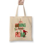 Humuts It's Coming Home To Rome Açık Bej Uzun Saplı Bez Çanta