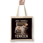 Humuts Jack Russel Terrier Owner Heart Dogs Puppy Dog Uzun Saplı Açık Bej Bez Çanta