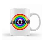 Humuts Jackson Name Personalized Custom Vintage Retro Rainbow Design Gift Baby Gift For Him Kupa Bardak