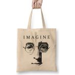 Humuts John Lennon Imagine Face Açık Bej Uzun Saplı Bez Çanta