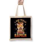 Humuts Kawaii Cat I Just Really Love Ramen Anime Kitty Bez Kadın Günlük Çanta