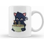 Humuts Kawaii Cat Ramen Anime Kitty Beyaz Kupa