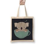 Humuts Kawaii Cute Koala Bear With Coffee Bez Kadın Günlük Çanta