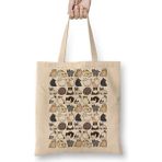Humuts Kediler Cats Cats Cats Graphic Bez Uzun Saplı Açık Bej Rengi Çanta