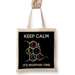 Humuts Keep Calm And Its Morphin Time Power Rangers Bez Uzun Saplı Açık Bej Rengi Çanta