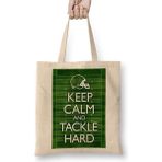 Humuts Keep Calm And Tackle Hard Football Bez Uzun Saplı Açık Bej Rengi Çanta