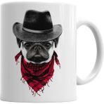 Humuts Kovboy Pug Köpek Beyaz Kupa