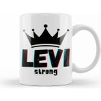 Humuts Levi Name Personalized Custom Vintage Retro Rainbow Style Design Beyaz Kupa