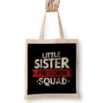 Humuts Little Sister Protection Squad Big Bro Distressed Uzun Saplı Açık Bej Bez Çanta