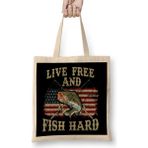 Humuts Live Free And Fish Hard Patriotic Fishing Usa Bez Kadın Günlük Çanta