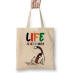 Humuts Live Is Better With Cat Funny Cat Lover Gifts For Women Men Kids Kadın Günlük Çanta