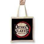 Humuts Logo Demon Slayer Kimetsu No Yaiba Uzun Saplı Açık Bej Bez Çanta