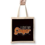 Humuts Love My Ginger Girl Boyfriend Girlfriend Redhead Red Haired Uzun Saplı Açık Bej Bez Çanta