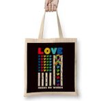 Humuts Love Needs No Words Us American Flag Autism Puzzle Autistic Uzun Saplı Açık Bej Bez Çanta
