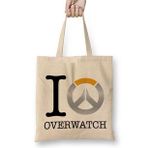 Humuts Love Overwatch Logo Uzun Saplı Açık Bej Bez Çanta