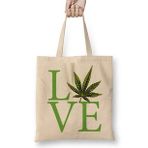 Humuts Love The Marijuana Weed Leaf Funny Cannabis 01 Bez Uzun Saplı Açık Bej Rengi Çanta